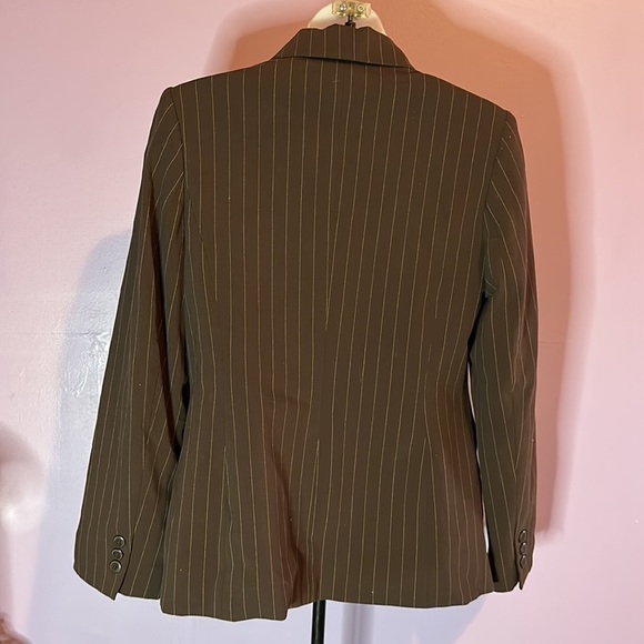 Apostrophe Brown Pinstripe Blazer Women’s 4P Petite Business Casual Jacket - Picture 2 of 4